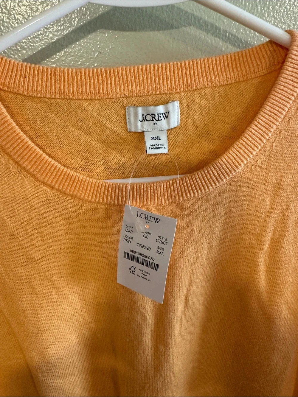 J.Crew Ruffle Sleeve Linen Blend Sweater Top Orange